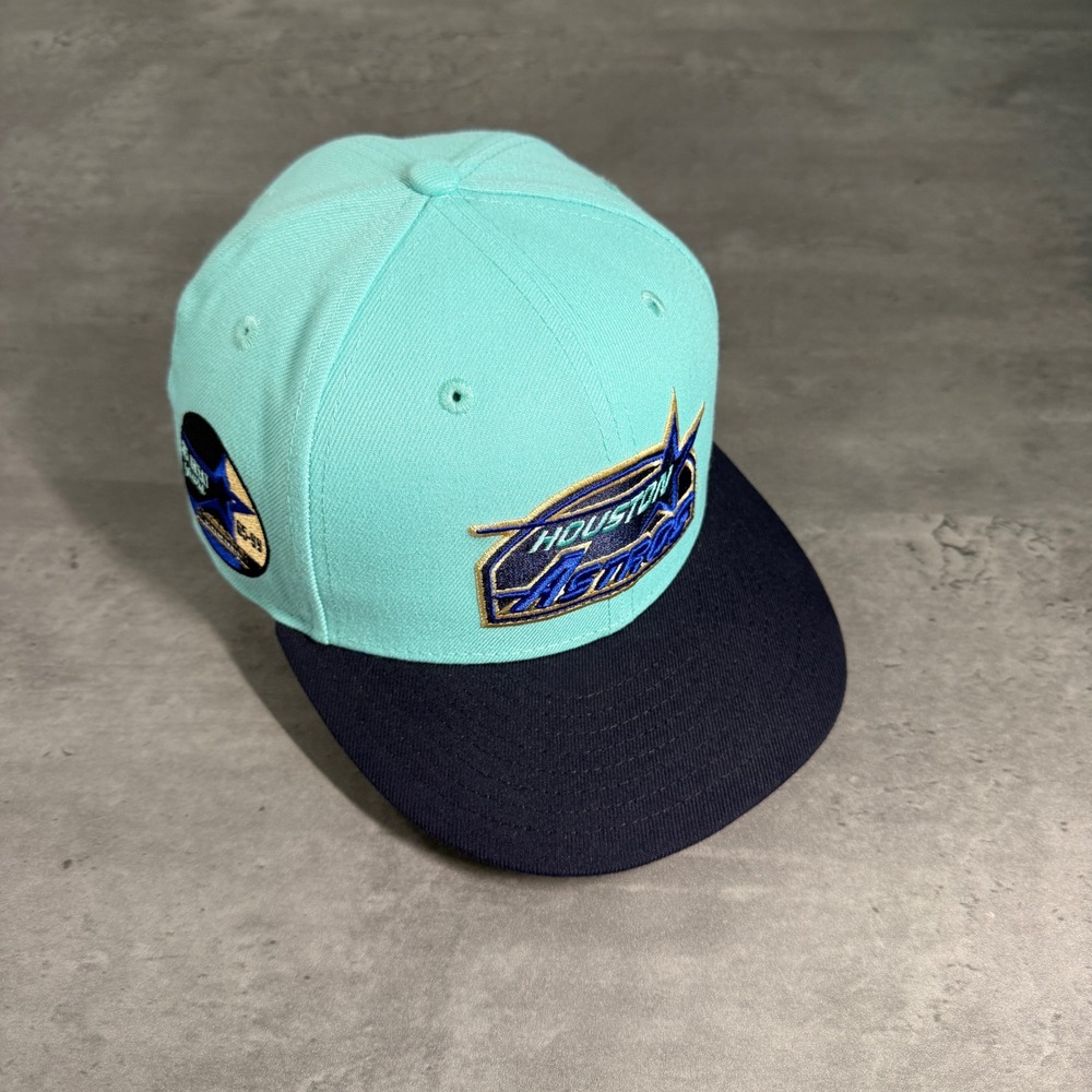 New Era Houston Astros Fitted Hat Mens 7 1/4 Capsule Game 1 35 Years Mint Navy